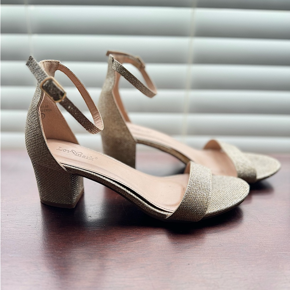 Gold sparkle heels